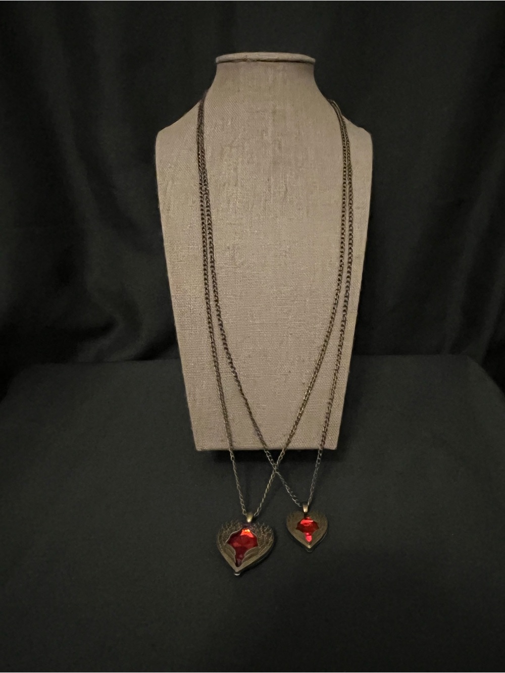 Red Heart Pendant Necklace Set - Women Jewelry